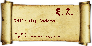 Ráduly Kadosa névjegykártya