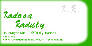 kadosa raduly business card